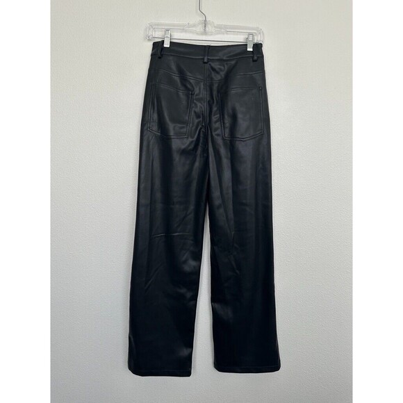 Commense Women's High Rise Leather Pants Straight Leg Black Size Medium Y2K Moto - Picture 5 of 7